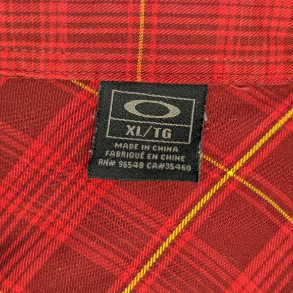 Oakley Regular Fit Button Down Plaid Shirt Red - Size XL - Picture 5 of 12